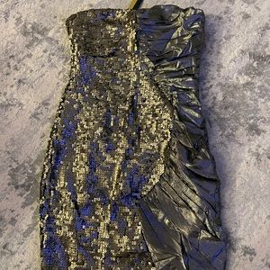 LaRok Sequins Metallic Strapless Dress